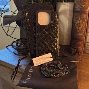 Bandolier Sheila Pyramid Crossbody Black W/Matching Classic Pouch iPhone 14 Pro
